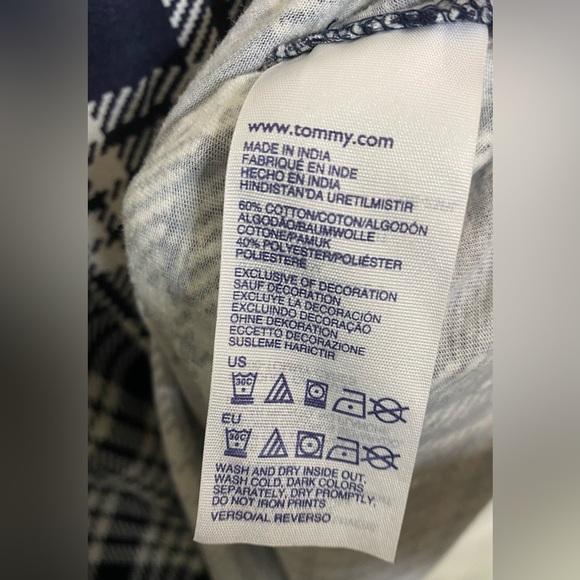 Tommy Hilfiger Dark Blue and White Plaid Long Sleeve Top - Picture 4 of 5